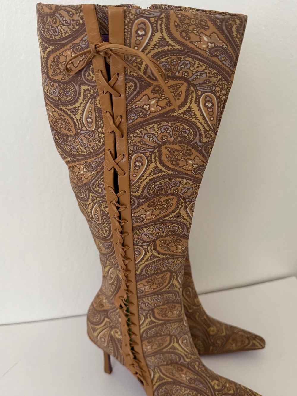 Suzanne Somers paisley tapestry knee-high boots - Picture 3 of 11